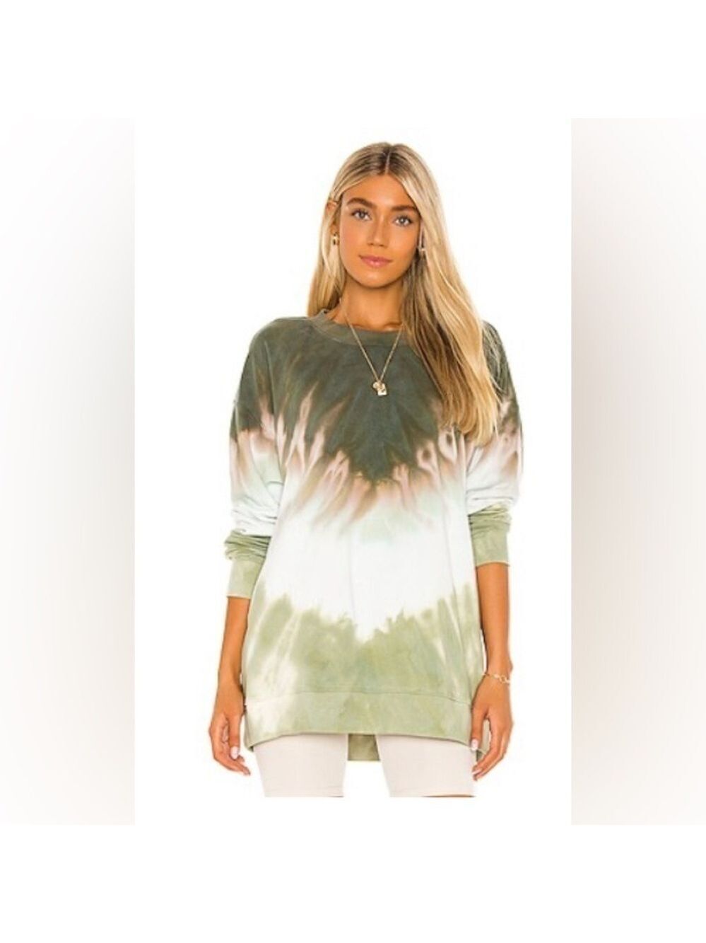 Wildfox Road Trip Tie Dye Oversized Sweatshirt in Chevron Shore Dye SZ S